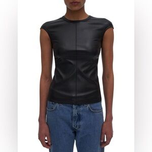 Helmut Lang Faux Leather Stretch Shirt